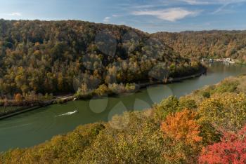 Overlook of New River from Hawks Nest State Park in West Virginia in Fall
