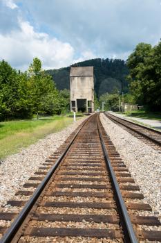 Abandoned coaling tower in ghost town of Thurmond West Virginia are owned by the National Park Service