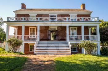 Front view of McLean House where the surrender of Southern Army under General Robert E Lee to Ulysses S Grant took place in Appomattox, Virginia, USA