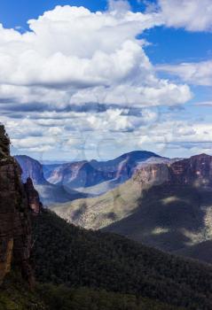 Grose Valley from the hike between Govetts Leap and Pulpit Rock overlooking the majestic Blue Mountains NSW Australia