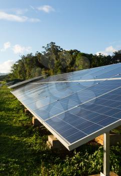 Large industrial solar power panels installation in hot tropical environment