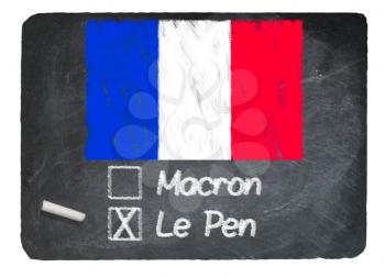 French election illustration created on a slate chalkboard with a choice for voters in the upcoming vote