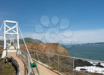 Point Bonita lighthouse on the Marin County headlands near San Francisco in California protecting the entrance to the Bay