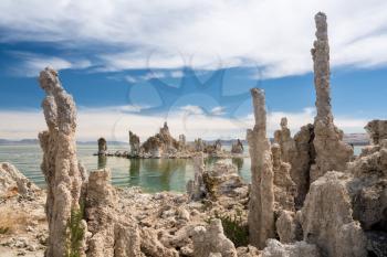 Calcium Carbonate towers called Tufa in the heavily salty or saline waters of Mono Lake in California