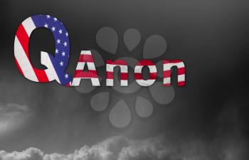Concept background illustration for QAnon or Q Anon, a deep state conspiracy theory