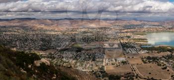 Aerial view of the city of Lake Elsinore in California