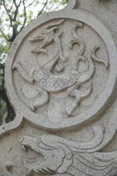Statue of dragon near Temple of Supreme Purity of Tai Qing Gong at Laoshan