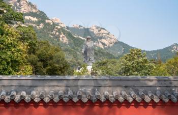 Statue of Lao Tze by Temple of Supreme Purity or Tai Qing Gong at Laoshan near Qingdao China