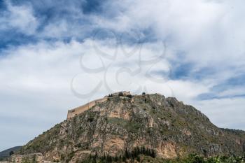Hilltop fortress of Palamidi above the city of Nafplio in Greece
