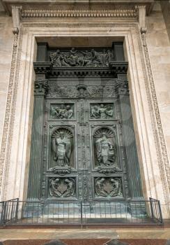 Copper carving on doors at St Isaac's Cathedral in St Petersburg, Russia