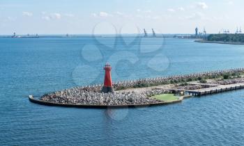 Lighthouse at entrance to the Nowy Port outside Gdansk, Poland