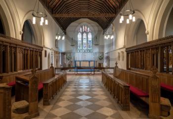 Interior of the church to St Mary the Virgin in the Chilterns village of Hambleden in Buckinghamshire