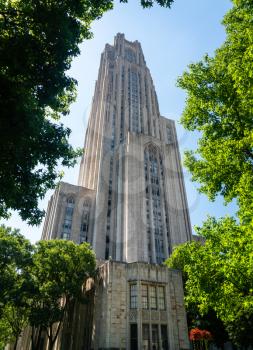 Stone tower of the Cathedral of Learning in Pittsburgh PA