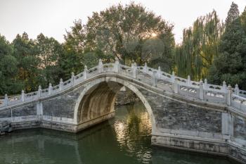 Detail of arched bridge at the Emperor Summer Palace in Beijing, China