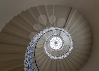 Spiral pattern of the tulip stairs in the Queen's palace in Greenwich London