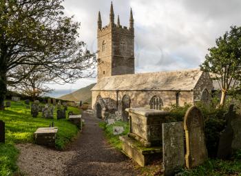 Stone building of church of St Morwenna and St John the Baptist in in Morwenstow, Cornwall
