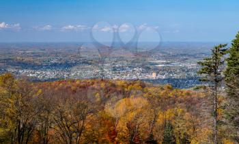 Panorama of the cityscape of Uniontown from Dunbar's Knob in nearby Jumonville