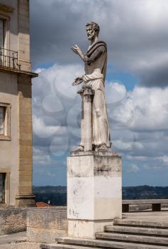 Statue to Greek philosopher outside the modern Literature building at the University of Coimbra