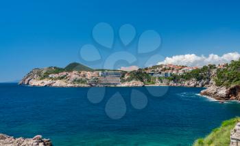 Panorama of the hotels and vacation apartments close to the old town in Dubrovnik
