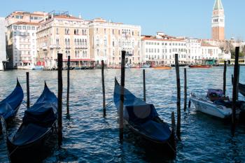 Venice, Italy - May 29, 2016: Boats near the coast in Venice. River individual transport