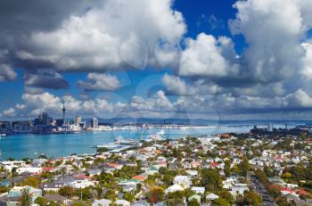Auckland is largest city of New Zealand, view from Mount Victoria, Devonport 