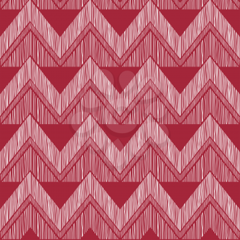 Abstract geometric tiled pattern. Fabric doodle line ornament. Linear zig zag texture. Seamless ornamental zigzag background