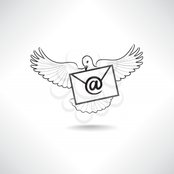 E-mail symbol. Mail icon with dove.