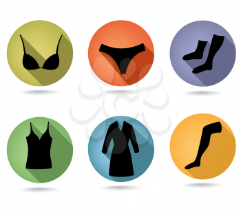 Female fashion underwear cloth sign. Womens lingerie dress icon set.