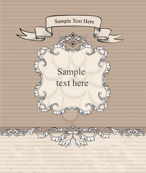 Abstract background with frame. Vintage floral border. Old style card. Flourish victorian invitation.
