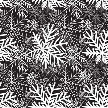Abstract winter black and white floral seamless pattern. Snow forest texture. Nature wallpaper.
