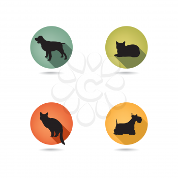 Dog and cat set. Collection of vector pets icon silhouette. 