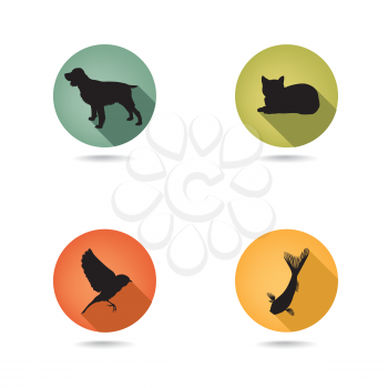 Pet Icons Set. Vet  Symbols. Collection of vector pets icon silhouette.