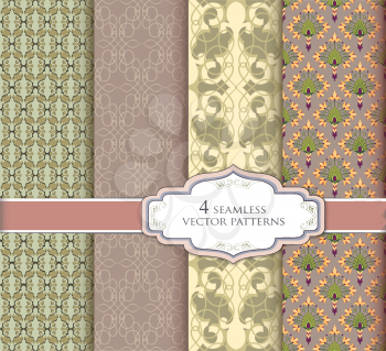 Seamless pattern set in retro style. Abstract vector textured backgrounds for scrapbook.