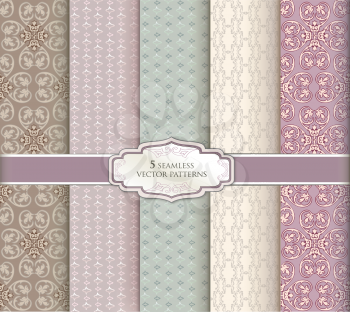 Seamless pattern set in vintage style. Abstract vector texture. Geometric backgrounds collection. 