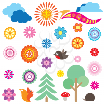Holiday floral icon set. Nature sign collection
