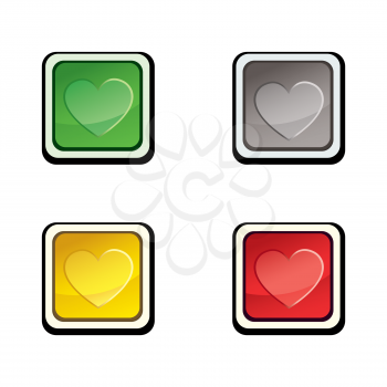 Button set. Icon design elements with love heart.