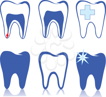 Tooth set. Teeth white sign. Dental medical isolated colection.