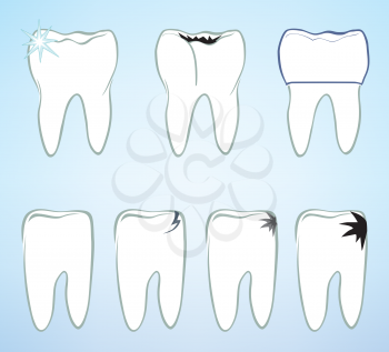 Tooth set. Teeth white sign. Dental medical isolated colection.