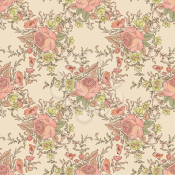 Floral seamless background. Flower pattern. Flourish tiled spring  texture.