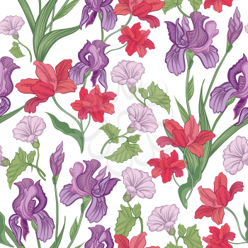 Floral seamless pattern. Flower background in vintage style.