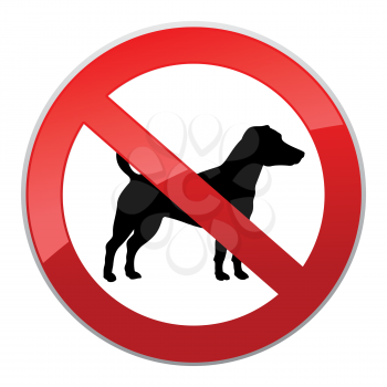 No dog sign. Dog walking fobidden symbol.