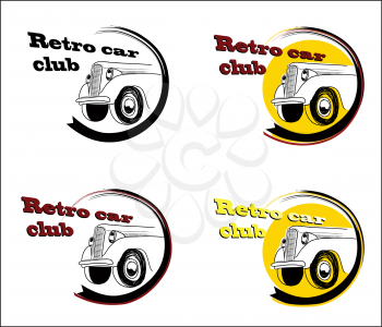 Retro car club banner set. Auto racing sign collection