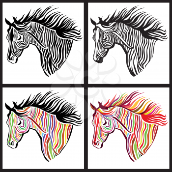 Horse head paint set. Wild animal sign