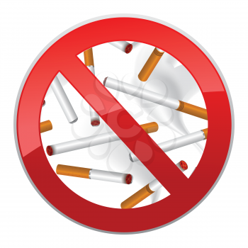No smoking symbol. Inscription made of cigarettes on pure background