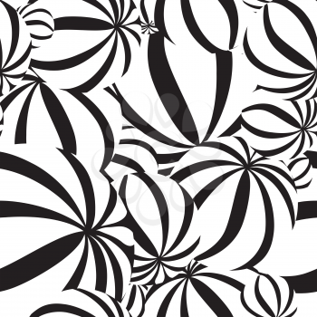 Abstract geometric striped balls seamless pattern. Circular texture for wallpaper, surface or cover. Fun funky background. Black and white wallpaper