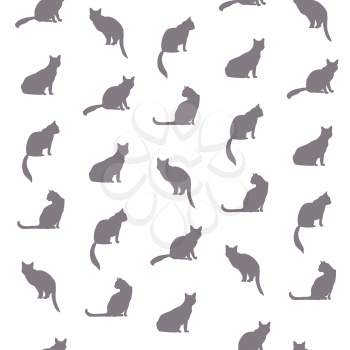 Cat seamless pattern. Pets vector background.