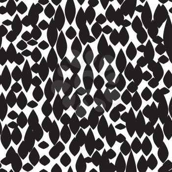 Abstract irregular blot seamless pattern. Spotted black and white texture. Ornamental motif background