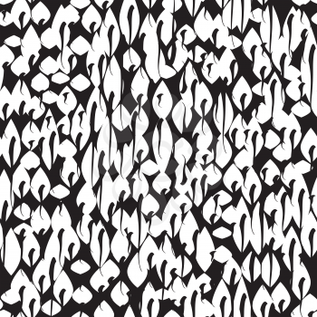 Abstract irregular blot seamless pattern. Spotted black and white texture. Ornamental motif background