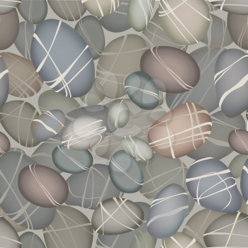 Sea pebbles under water seamless pattern. Stone decorative background