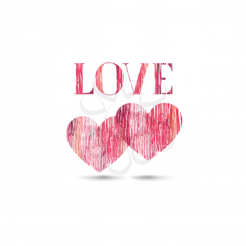 Love sign background. Love Happy Valentines day card. Pencil drawing lettering greeting card sketch design
